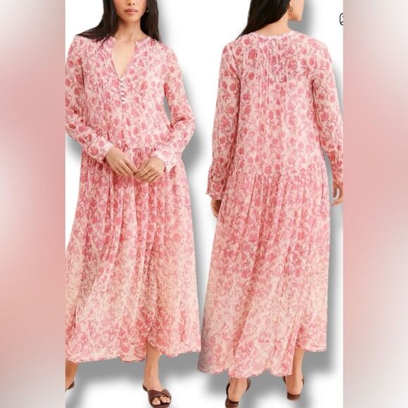Free People Women’s See It Through Pink Floral Maxi Dress in the Size Small - Picture 1 of 6